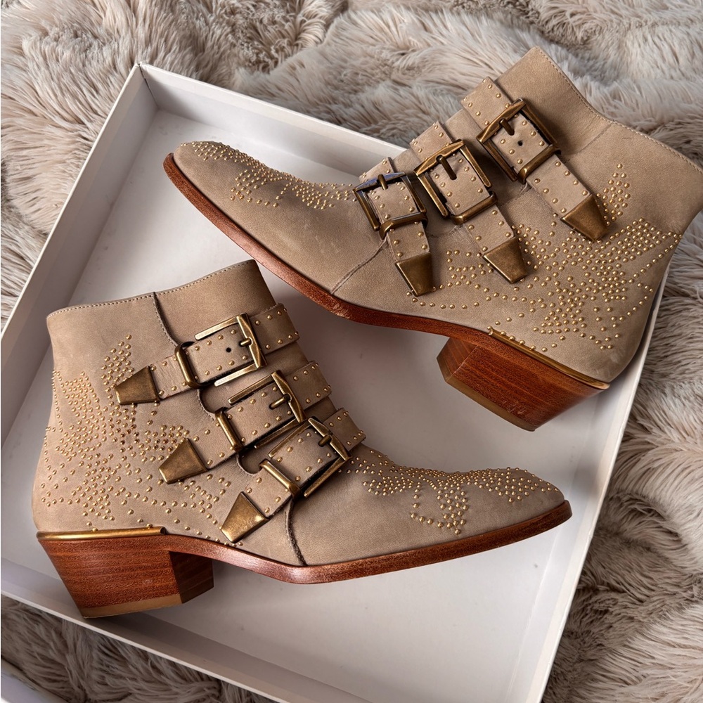 Chloe Susanna Ankle Boots with Gold Buckles